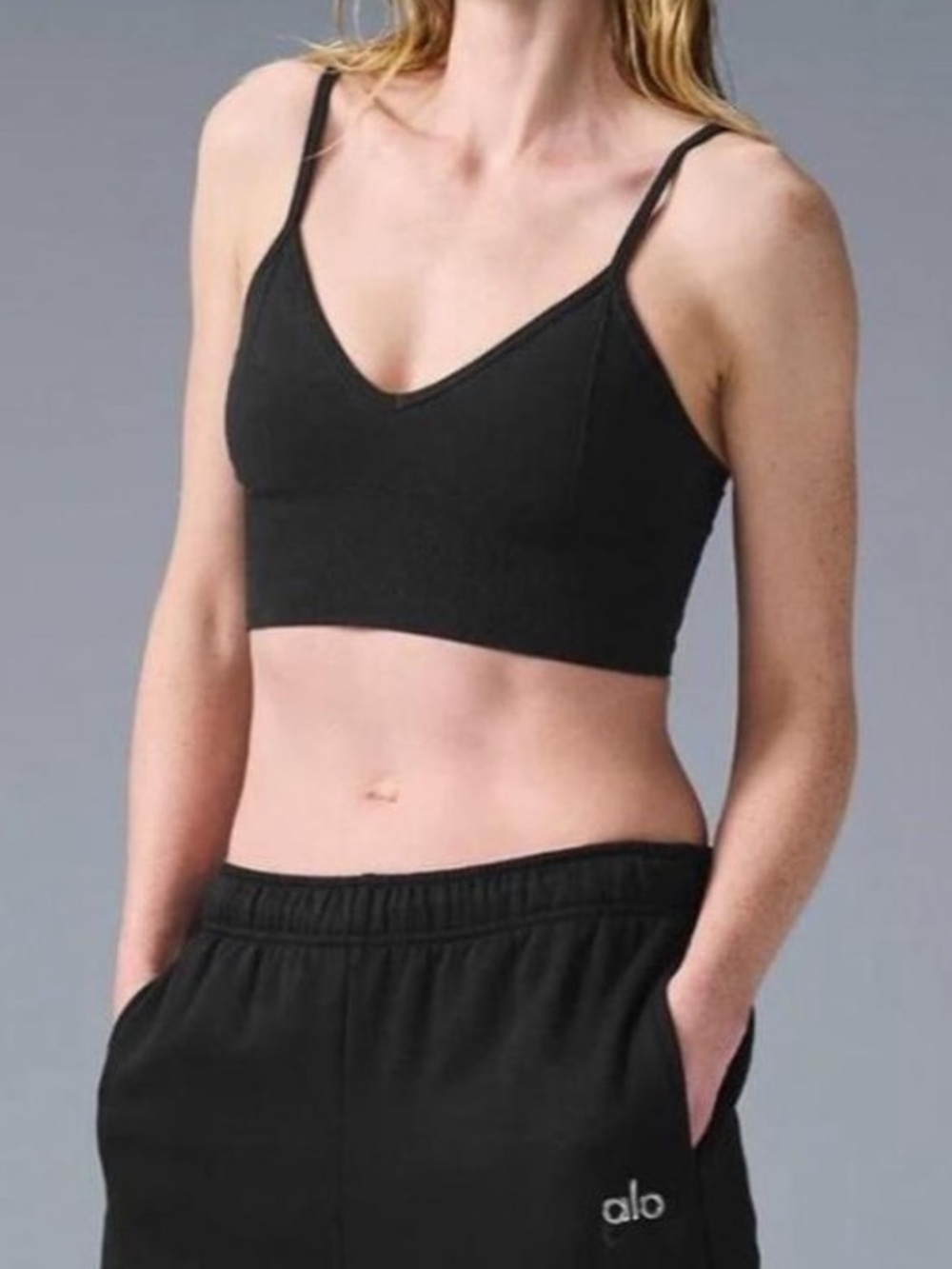 ALO Yoga Black Delight Lightweight Adjustable-Strap Bralette